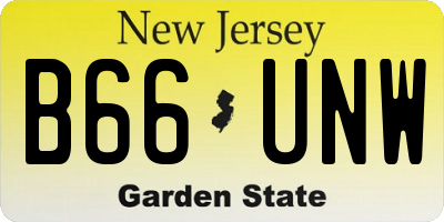 NJ license plate B66UNW
