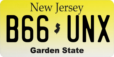 NJ license plate B66UNX
