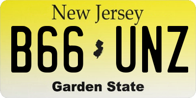 NJ license plate B66UNZ