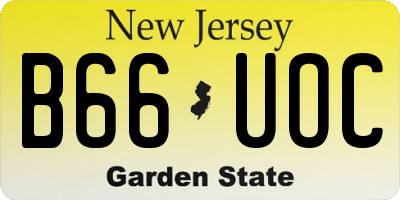 NJ license plate B66UOC