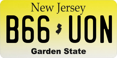 NJ license plate B66UON