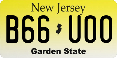 NJ license plate B66UOO