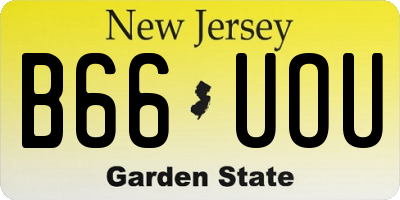 NJ license plate B66UOU