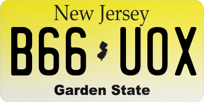 NJ license plate B66UOX