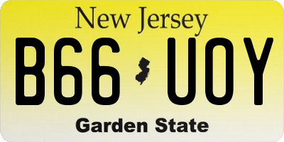 NJ license plate B66UOY