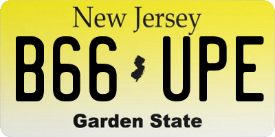 NJ license plate B66UPE