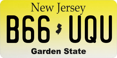 NJ license plate B66UQU
