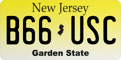 NJ license plate B66USC