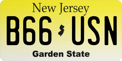 NJ license plate B66USN