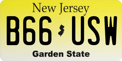 NJ license plate B66USW