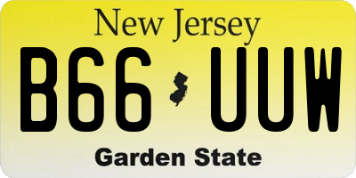 NJ license plate B66UUW