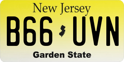 NJ license plate B66UVN