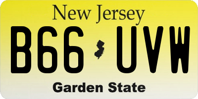 NJ license plate B66UVW