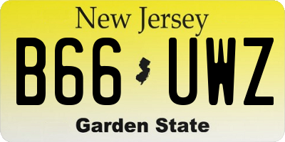 NJ license plate B66UWZ