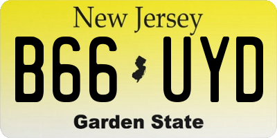 NJ license plate B66UYD