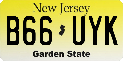 NJ license plate B66UYK