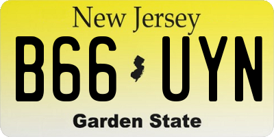 NJ license plate B66UYN