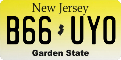 NJ license plate B66UYO