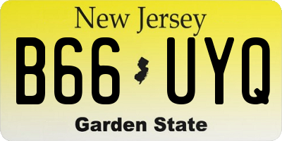 NJ license plate B66UYQ