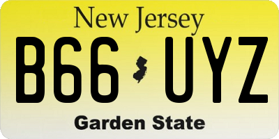 NJ license plate B66UYZ