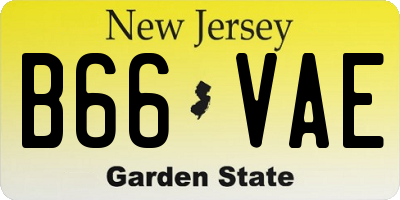 NJ license plate B66VAE