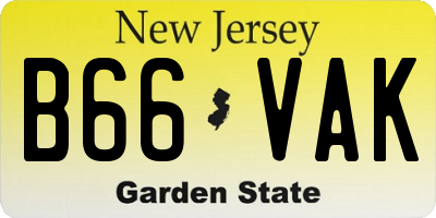 NJ license plate B66VAK