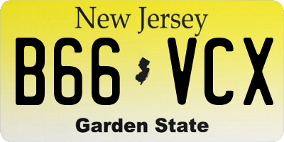 NJ license plate B66VCX
