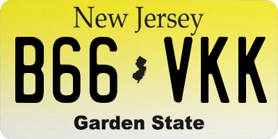 NJ license plate B66VKK