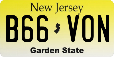 NJ license plate B66VON