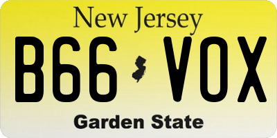 NJ license plate B66VOX