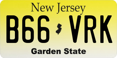 NJ license plate B66VRK