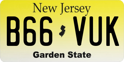 NJ license plate B66VUK