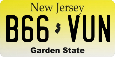 NJ license plate B66VUN