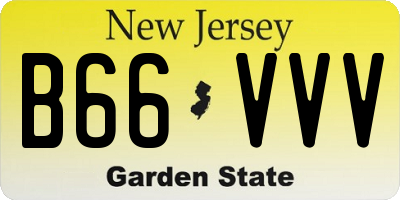 NJ license plate B66VVV