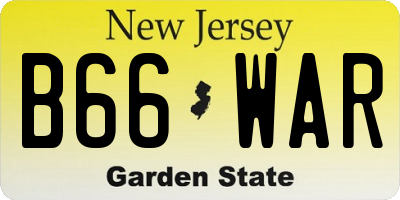 NJ license plate B66WAR