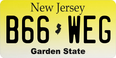 NJ license plate B66WEG