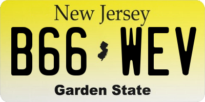 NJ license plate B66WEV