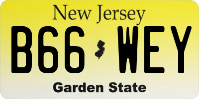 NJ license plate B66WEY