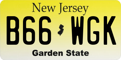 NJ license plate B66WGK