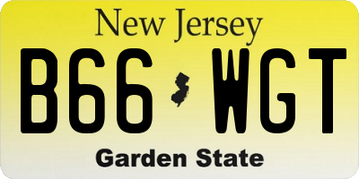 NJ license plate B66WGT