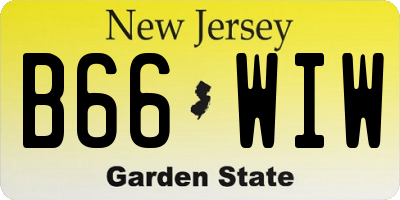 NJ license plate B66WIW