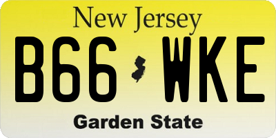 NJ license plate B66WKE