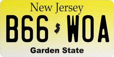 NJ license plate B66WOA