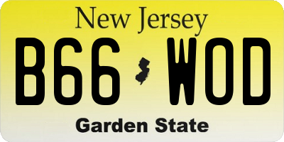 NJ license plate B66WOD