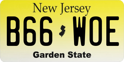 NJ license plate B66WOE