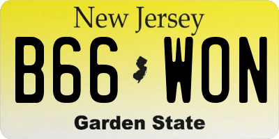 NJ license plate B66WON