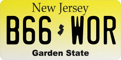 NJ license plate B66WOR