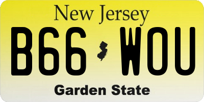 NJ license plate B66WOU