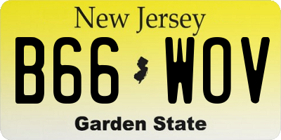 NJ license plate B66WOV