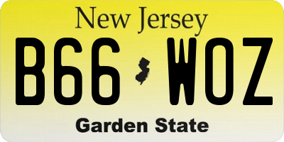 NJ license plate B66WOZ